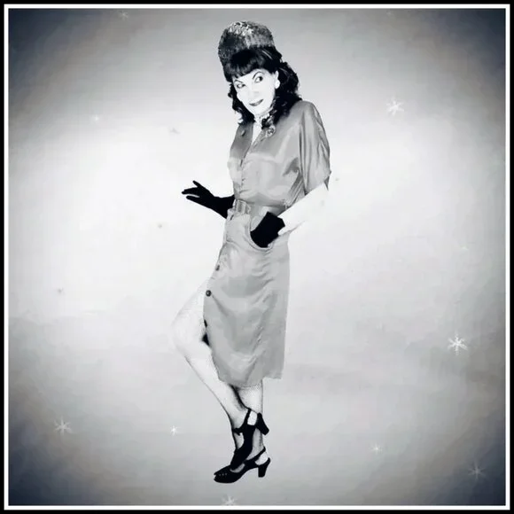 40s Style Red Satin Sheath Dress, Military Influence Retro Swing VFG &0s Vintage - Picture 5 of 14